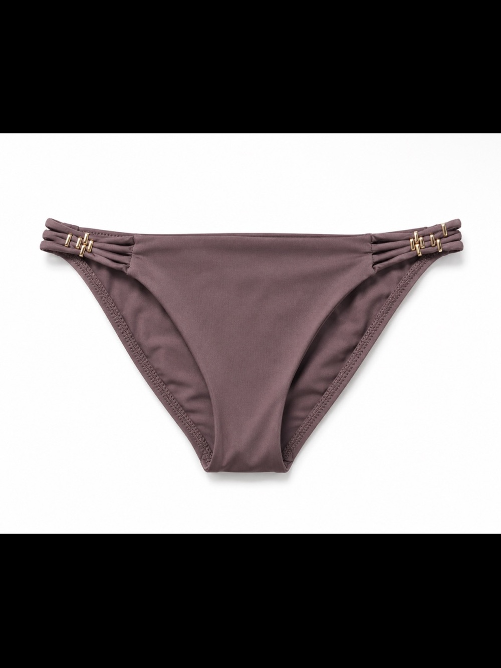 🖤5/$25 Vitamin A Mauve Brown Bikini Bottom with gold metal bead Side Detail